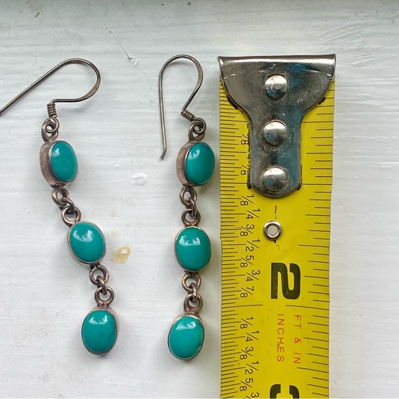 Sterling turquoise drop earrings - Picture 8 of 8